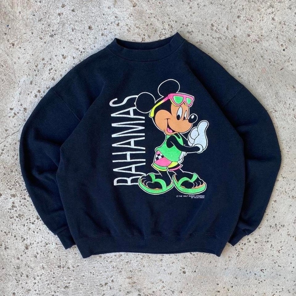 Vintage Disney Mickey Mouse Bahamas Velva Sheen Black Crewneck Size L